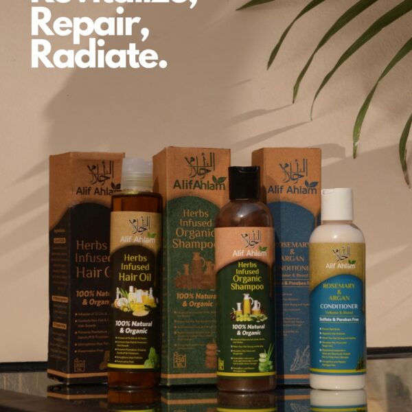 Alif Ahlam Hair Care Kit Bundle (Oil + Shampoo + Conditioner)