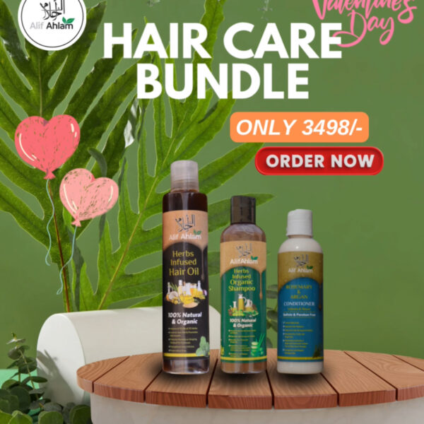 Valentine Day Sale !!!! Alif Ahlam Hair Care Kit Bundle (Oil + Shampoo + Conditioner)
